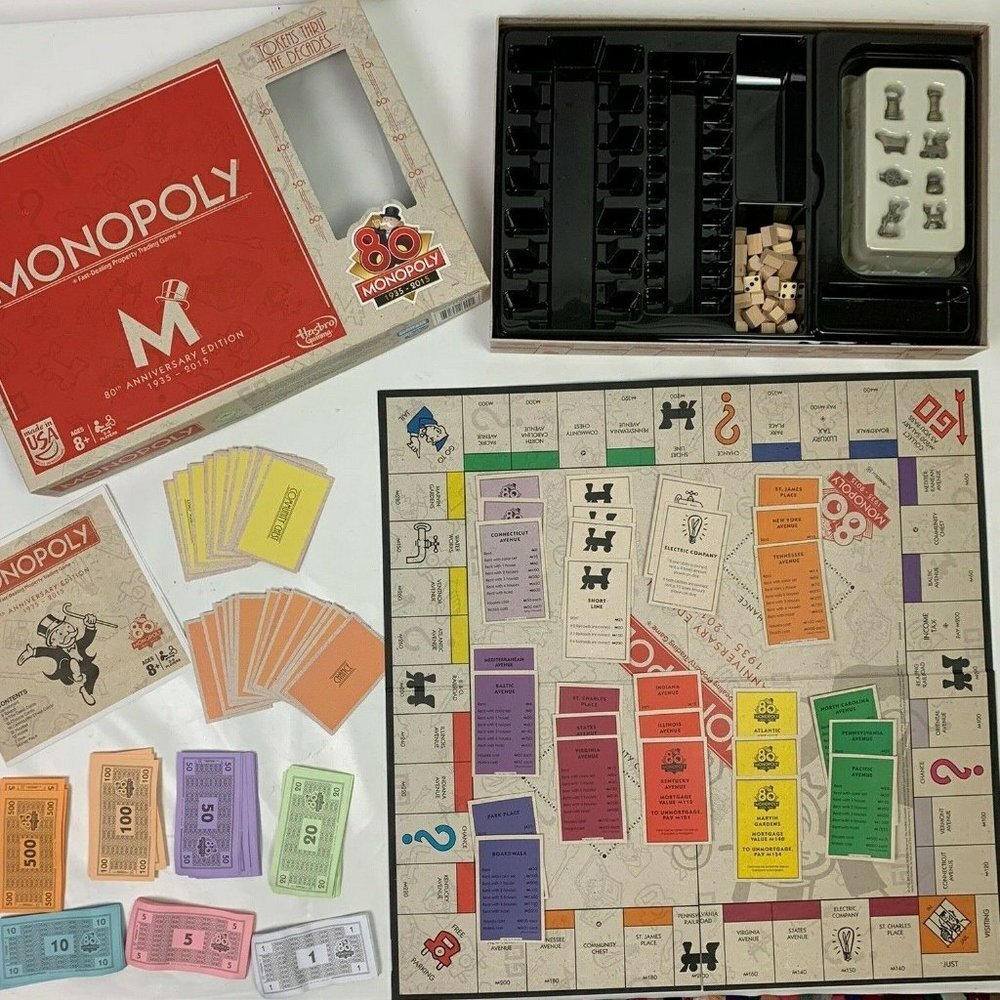 Monopoly Board Game 80th Anniversary Ed. 1935-2015 Complete - Family Game Night